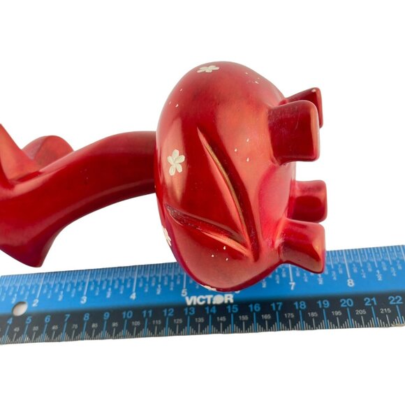 Red Giraffe Figurine Soap Stone Afrikiko Style Kenya Hand Carved Decor - Picture 9 of 10